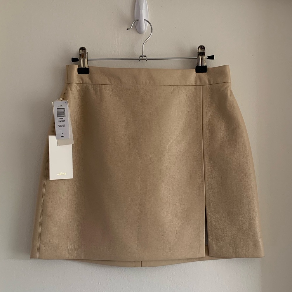 NWT Wilfred Beige / Tan Faux Leather Skirt